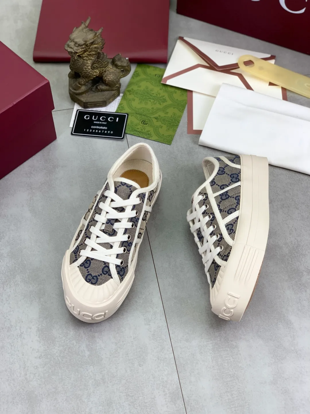 Men's shoes 💰P480 New Gucci thick-soled cloth shoes for women, high-quality version with logo patterned cloth surface, 5mm thick sole, ultra-light shoes, versatile and comfortable.  Fabric: Versatile floral fabric Lining: Versatile canvas Feet: Towel fabric Code number: 35-41 (41 customized) Packaging: Original packaging